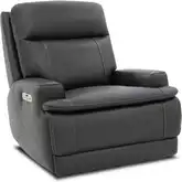 Marni Triple Power Auto Glider Recliner with Bluetooth, Massage & Heat in Gray Top-Grain Leather
